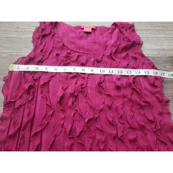 Sunny Leigh Petite Purple / Pink Ruffle Short Sleeved Blouse Top | Size PM - Picture 6 of 7